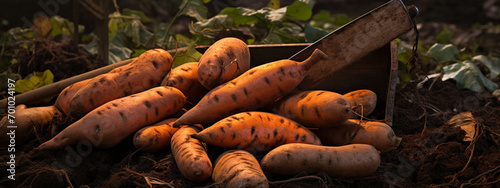 sweet potato harvest. sweet potato farm