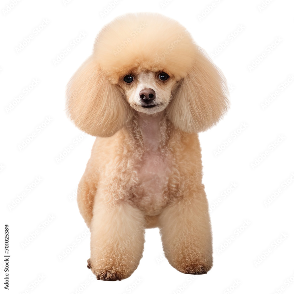 Portrait of poodle dog standing isolated on transparent of white background Portrait of poodle dog standing isolated on transparent of white background