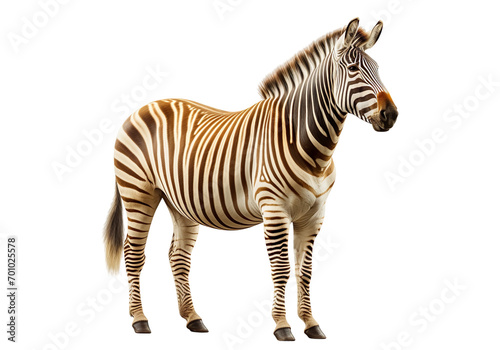 Portrait of zebra standing, isolated on transparent of white background © NightTampa