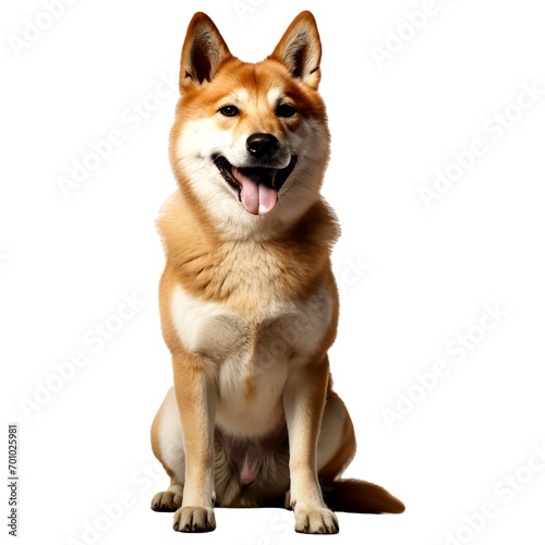 Portrait of Shiba inu dog smiling face  isolated on transparent of white background