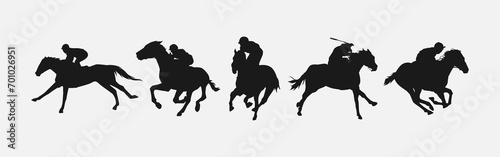 Print op canvas silhouette of horse racing set