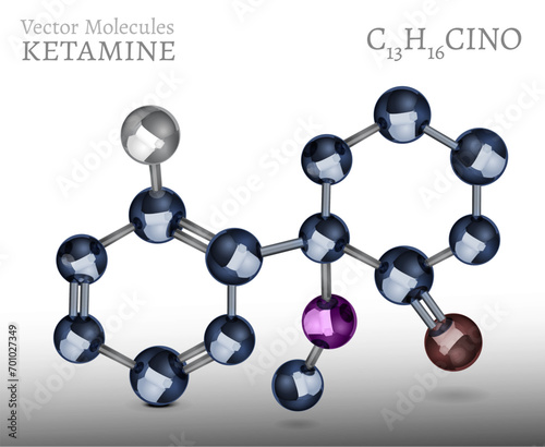 Ketamine, ketalar molecule. Structural chemical formula. Dissociative anesthetic.