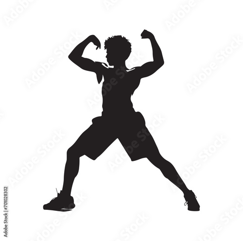 Gym workout silhouette. human fitness vector illustration set.