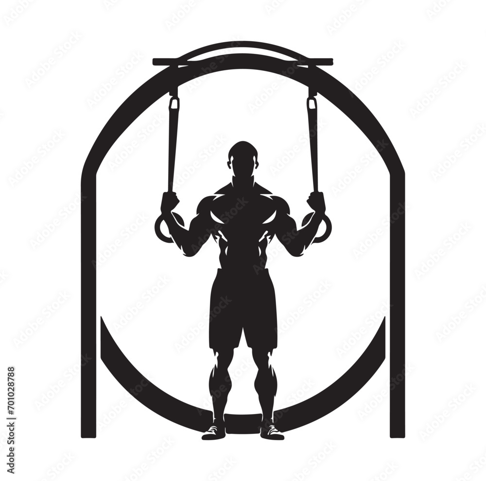 Gym workout silhouette. human fitness vector illustration set.