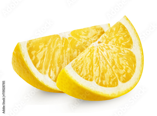 Lemon isolated. Two slices of ripe lemon on a transparent background.