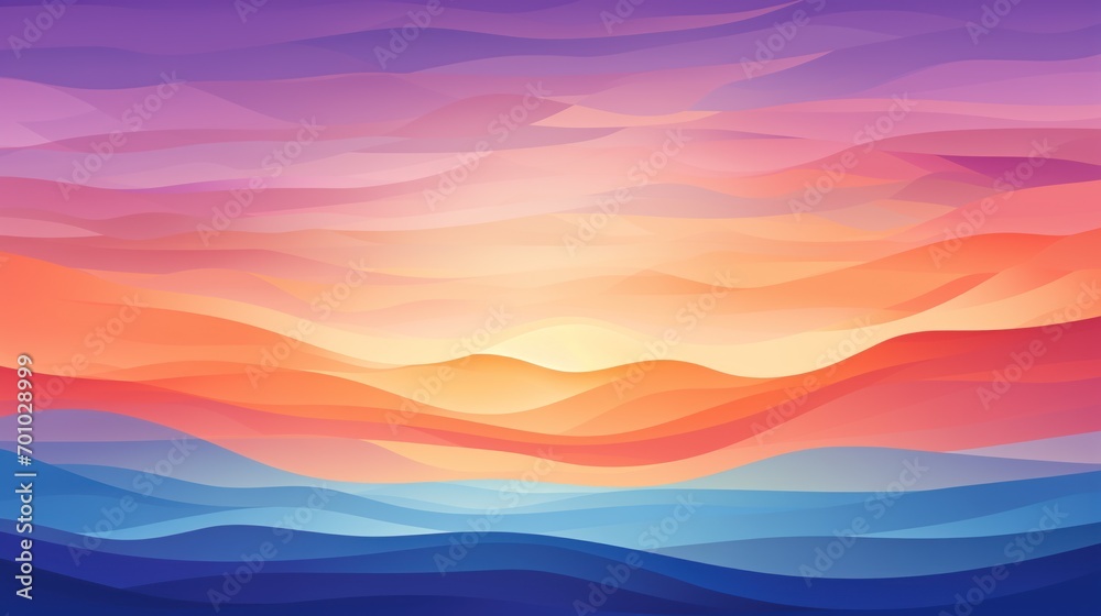  abstract digital art piece presents a wavy sunset design, embodying the tranquil beauty of an evening landscape bathed in the vibrant colors of a setting sun.