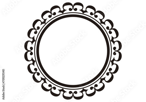 Marco circular elegante y florar de color negro.