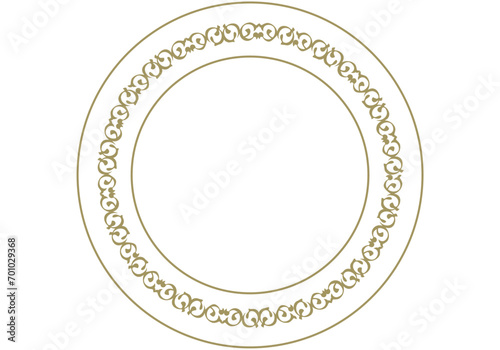 Marco dorado y circular con temática floral. photo