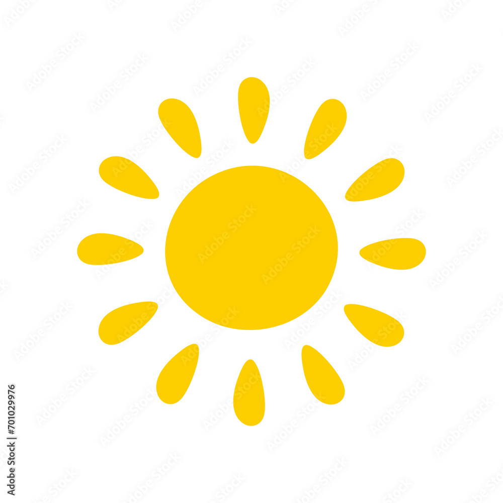 Sun icon. The silhouette of the sun shining brightly on a spring morning Sun icon. The silhouette of the sun shining brightly on a spring morning