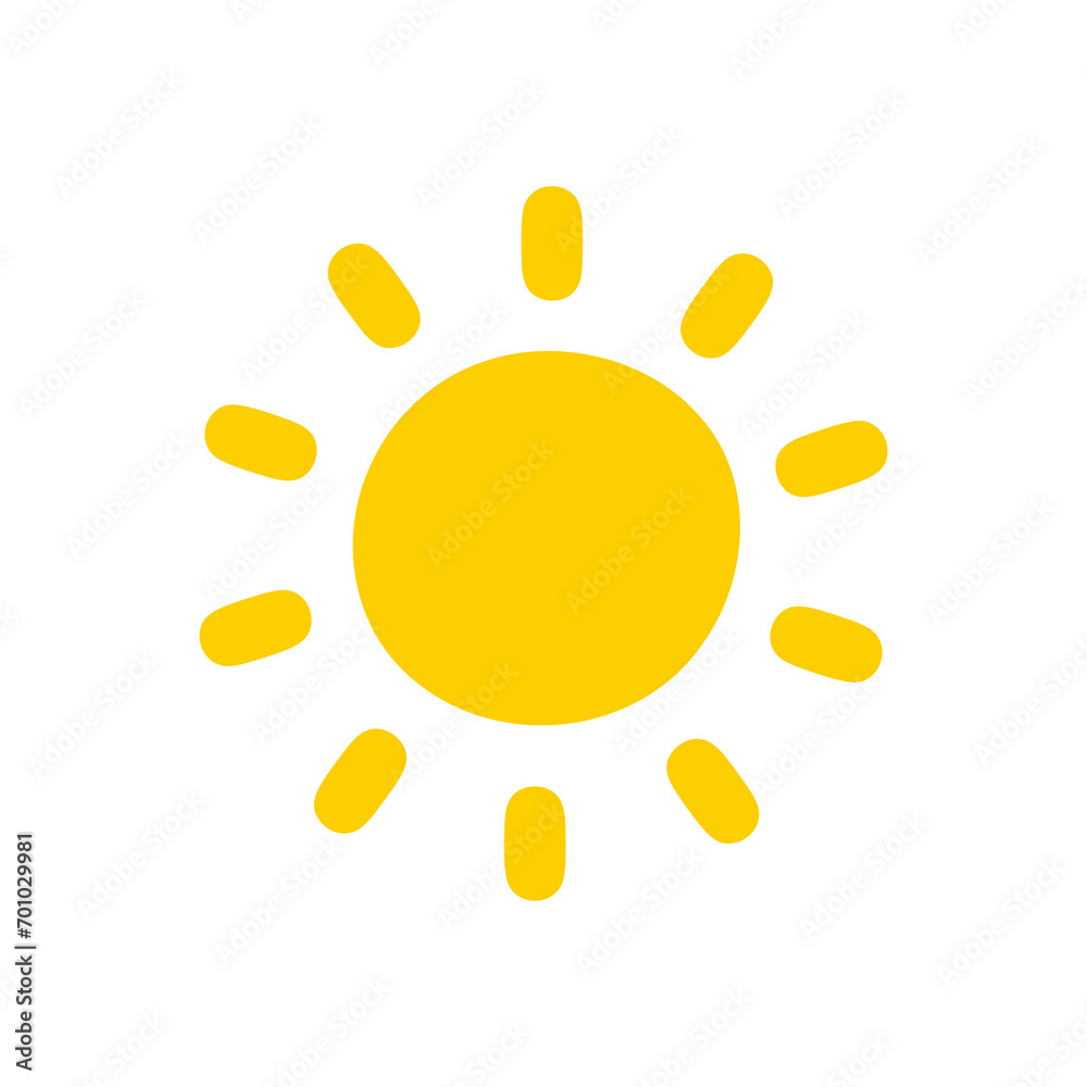 Sun icon. The silhouette of the sun shining brightly on a spring morning Sun icon. The silhouette of the sun shining brightly on a spring morning