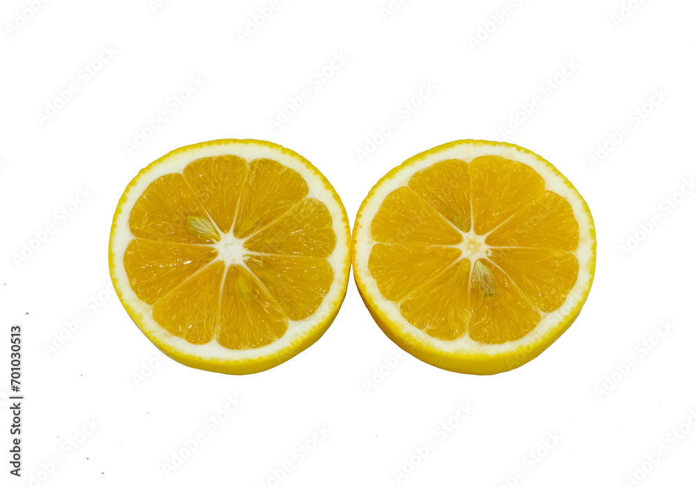 Two half of a sliced fresh lemon Two half of a sliced fresh lemon