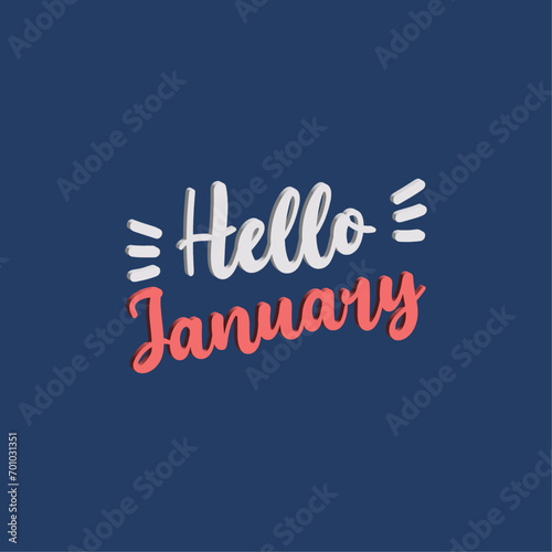 Hello january typograhy lettering vector t shirt design