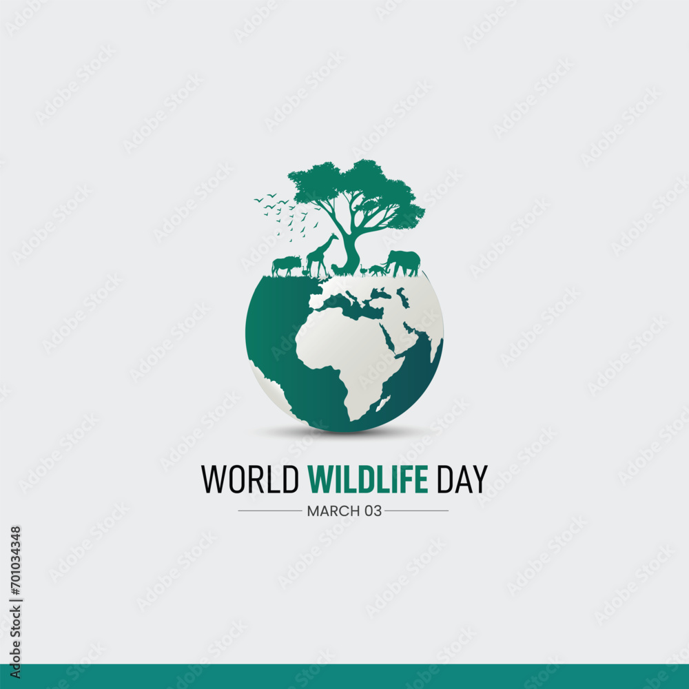 World Wildlife Day. Wildlife day creative. wildlife conservation background vector illustration. animal vector. 