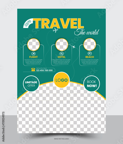 professional and modern minimal travel flyer template, 