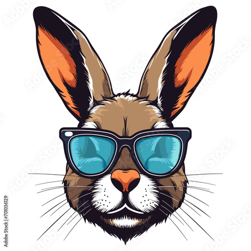 bunny with sunglasses vector graphic photo