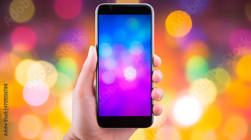 mobile phone with colorful background