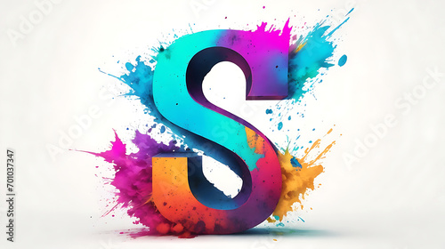 With different types of liquid colors S letter Ai Generated