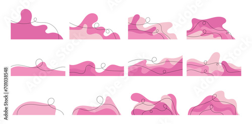 Pink Organic Wavy Corner Shape, Abstract, Aesthetic Decoration