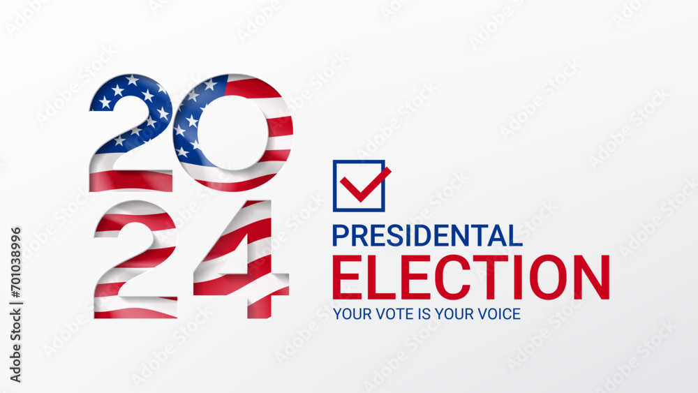 2024 presidential election banner шт USA. Template of isolated typography symbol of USA election