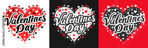 Valentine's Day typography t-shirt set design for couples. Trendy t-shirt design with heart shape and calligraphy art vector.