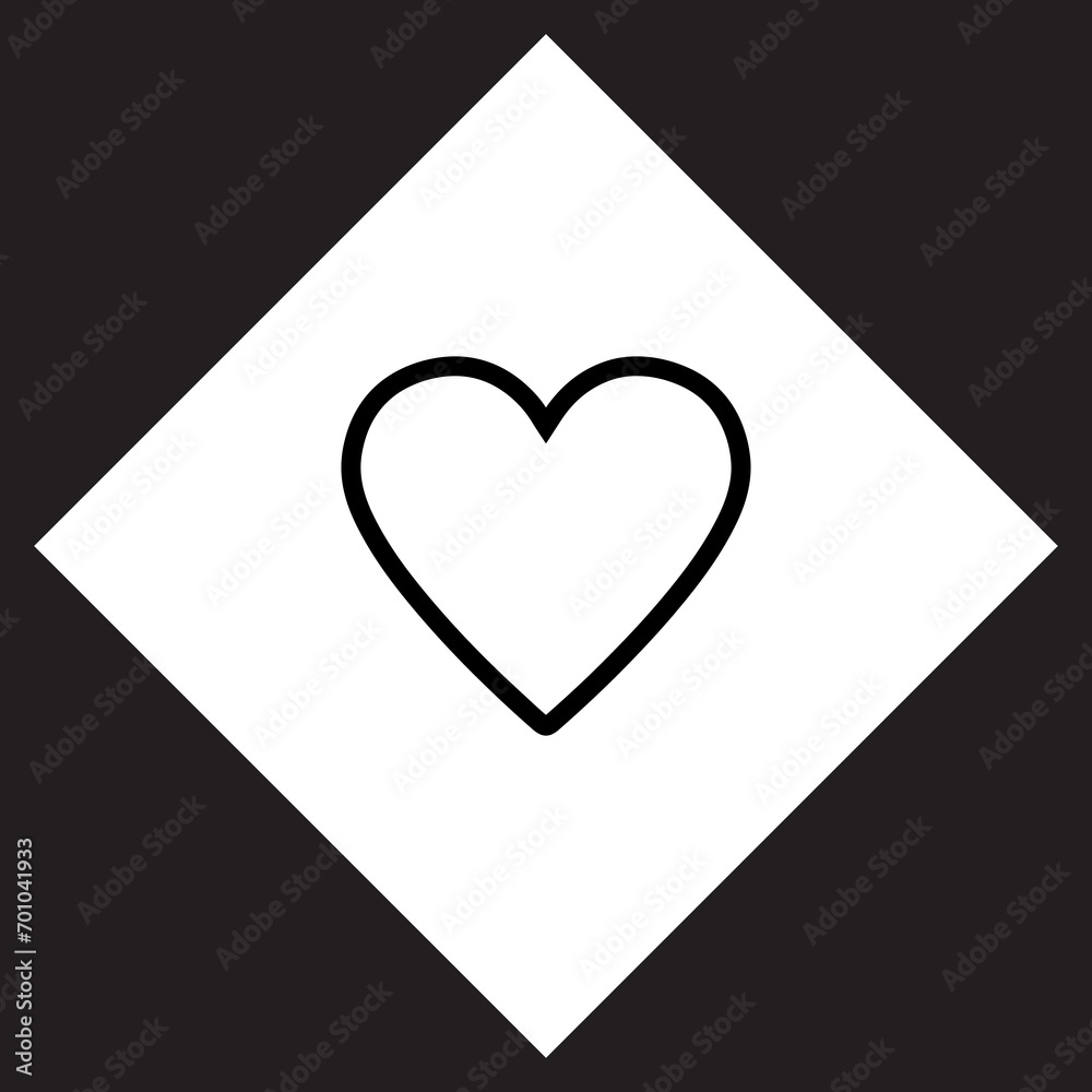 Heart icon vector. Love logo design. Heart vector icon illustration in rhombus isolated on black background Heart icon vector. Love logo design. Heart vector icon illustration in rhombus isolated on black background