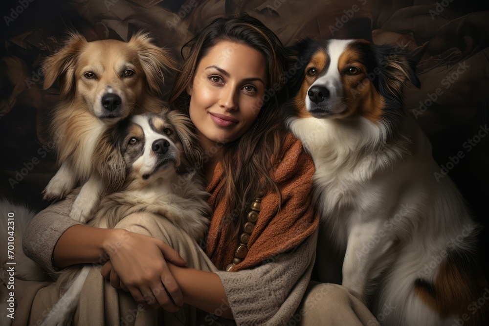 beautiful young woman hugging and playing with dogs beautiful young woman hugging and playing with dogs