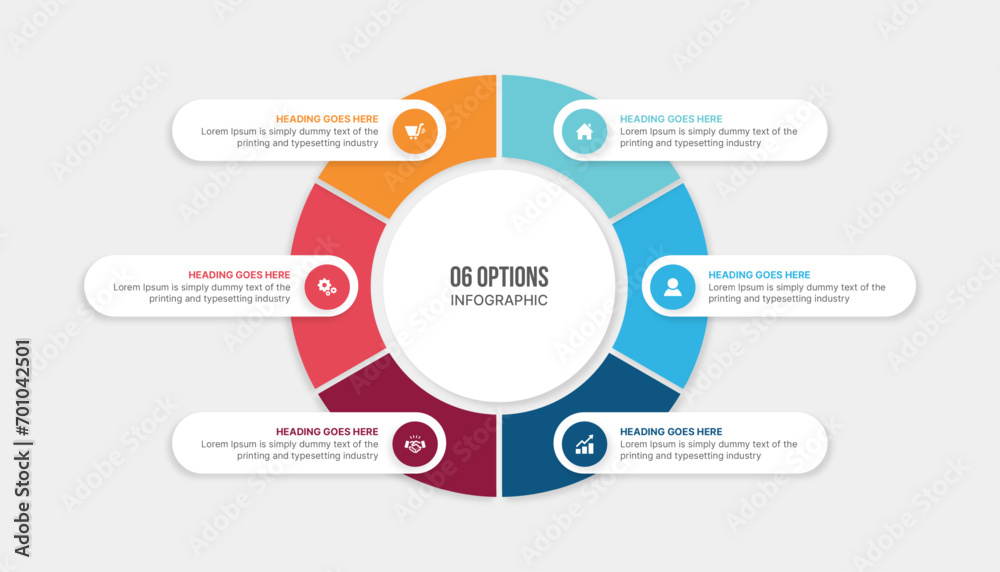 Six Options Circle Cycle Infographic Template Design Six Options Circle Cycle Infographic Template Design