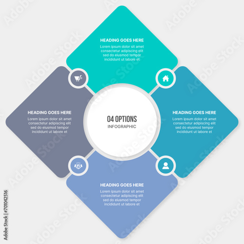 Four Options Steps Circle Infographic Template Design