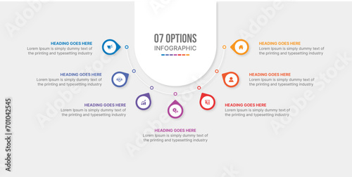 Seven Options Creative Circular Infographic Template Design