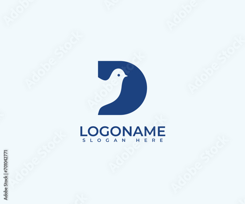 D Letter dove bird logo design template