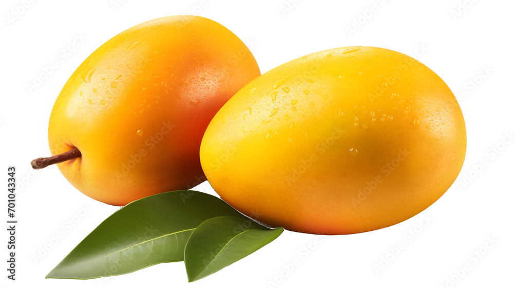 Fresh Mangos Placed on transparent Background