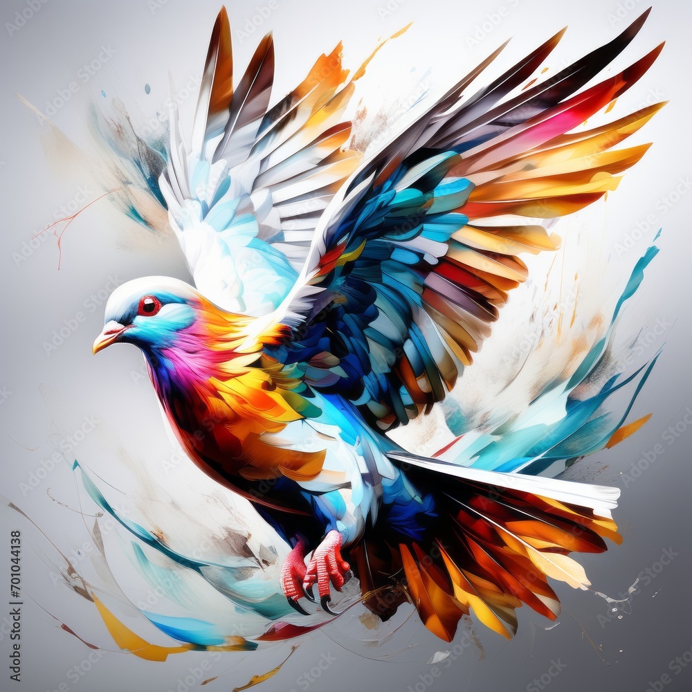 Fototapeta premium colorful background with bird pigeon created with generative AI software