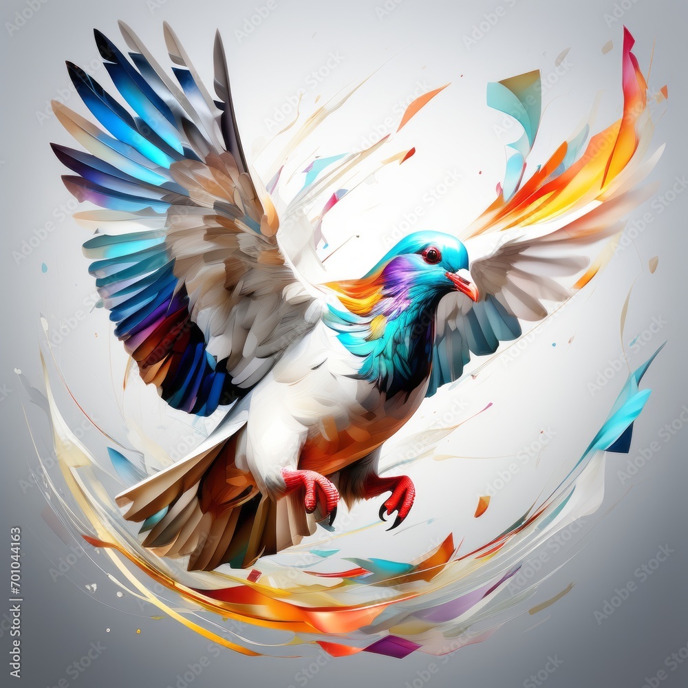 colorful background with bird pigeon created with generative AI software colorful background with bird pigeon created with generative AI software
