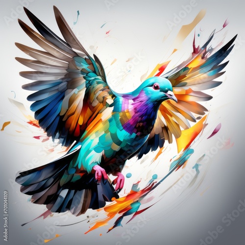 colorful background with bird pigeon created with generative AI software