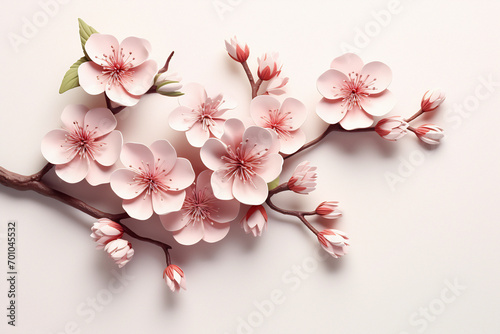 Wallpaper Mural Elegant sakura flowers and branches on light background. Vintage floral decor for postcard. Fantastic plant 3d illustration Torontodigital.ca