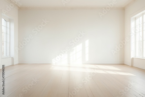 Beautiful, bright empty interior space invites with a fresh, airy ambiance