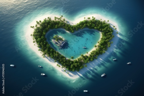 Beautiful tropical island, nature's masterpiece shaped as a heart.