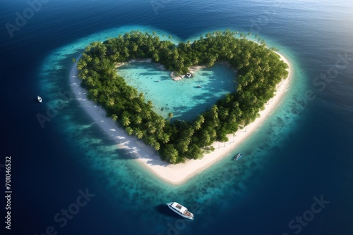 Beautiful tropical island, nature's masterpiece shaped as a heart. © DigitalGenetics