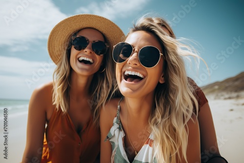 Friends enjoying summer outdoors with laughter, sunshine, and carefree moments, creating happy memories together © DigitalGenetics