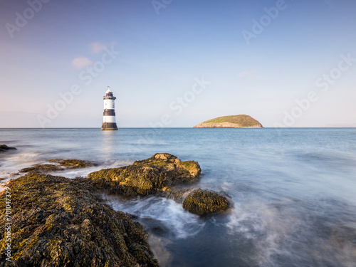 Penmon Lighthouse and Puffin Island, Anglesey, North Wales.