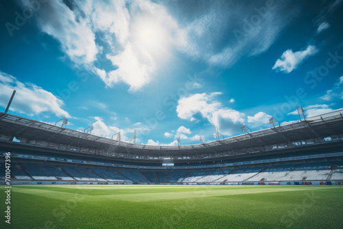 Vibrant Soccer Stadium Under Sunny Skies