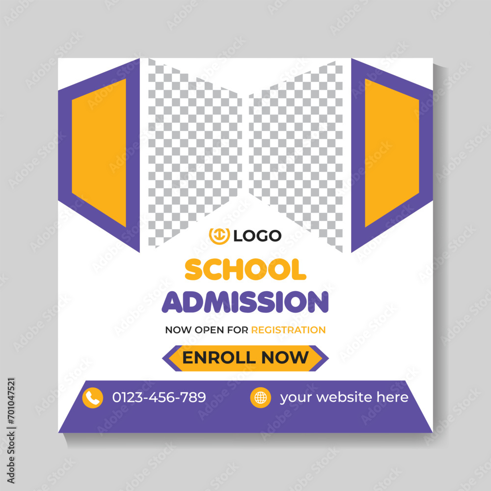Creative modern school admission education social media post design back to school web banner template Creative modern school admission education social media post design back to school web banner template