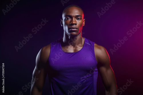 Fit Tall Man in Sleek Purple Sportswear