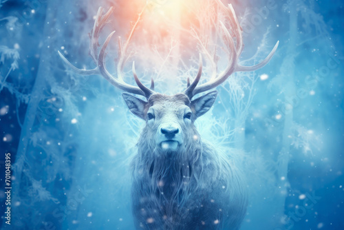 Majestic Reindeer Amidst Winter's Snowy Bliss © Andrii 