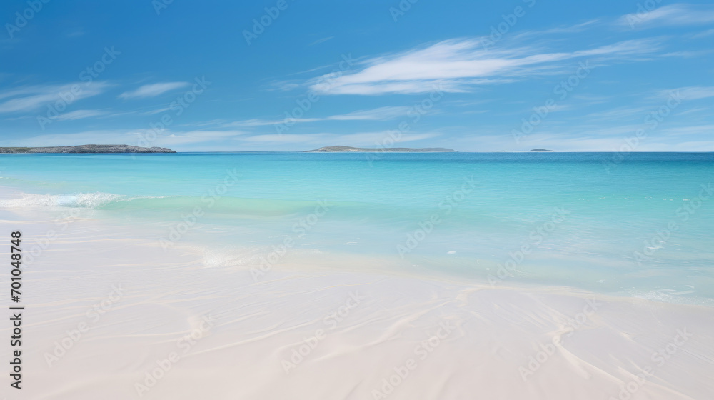 Serene Seascape: White Sands and Azure Horizons