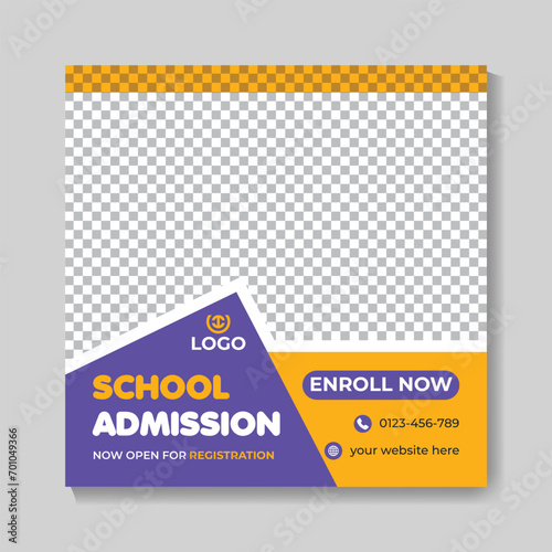 Modern school admission education social media post design creative back to school web banner template