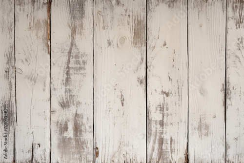 Distressed white painted wooden planks