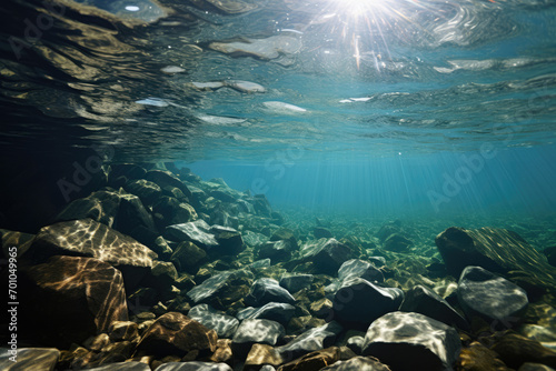 Rocky bottom of the ocean or sea underwater © Michael