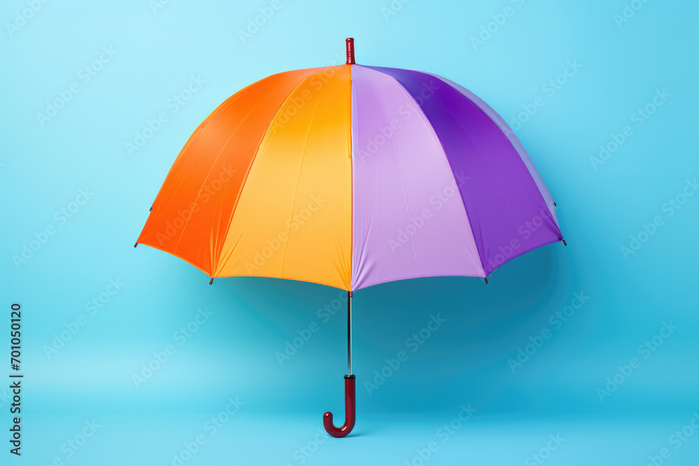 bright colored umbrella on a blue background