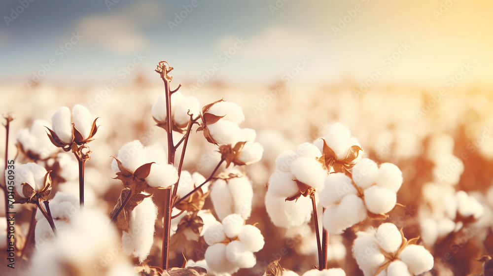 Cotton plant in the field, soft focus, toned image Cotton plant in the field, soft focus, toned image
